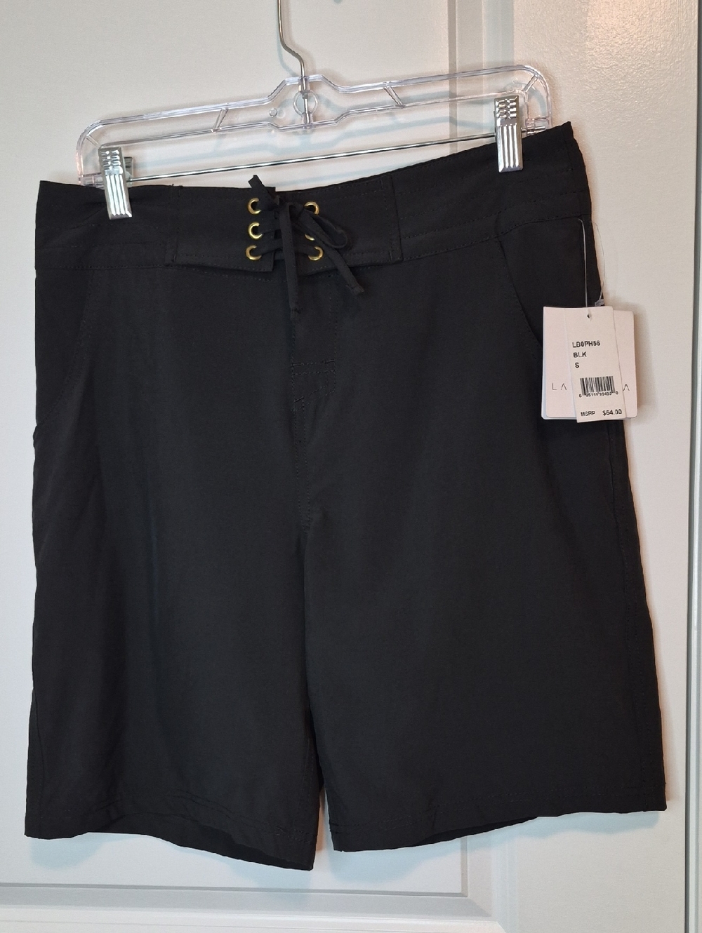 La Blanca Women's Black Lace-Up Bermuda‎ Shorts Size S